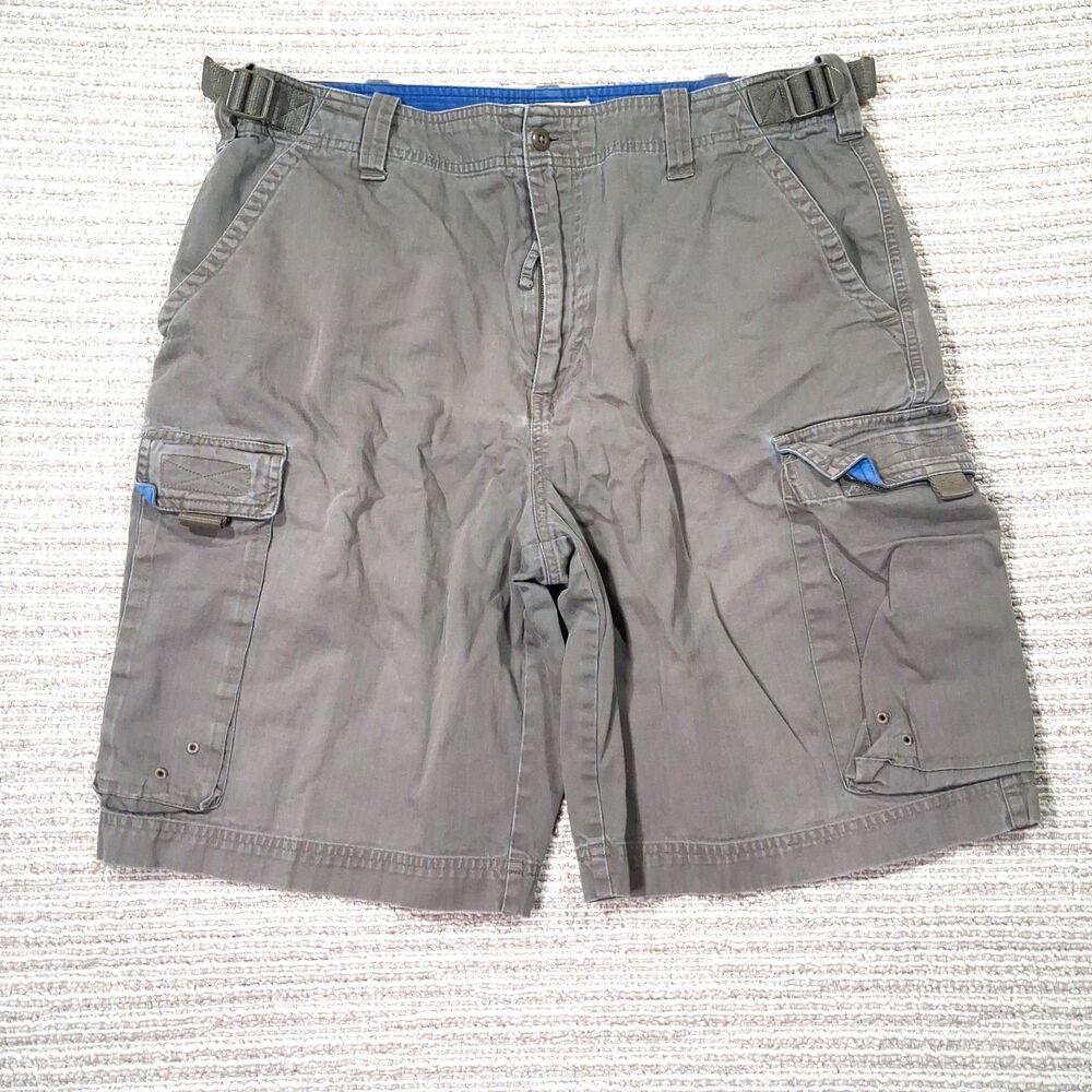 gap factory mens cargo shorts size m medium olive green cotton used adjustable